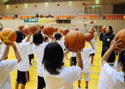 写真：シュート練習